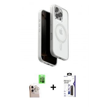 MARSİLYAN™- iPhone 16 Pro Max Kılıf Pusula Form Serisi - Siyah Bilvis 3X AR Hayalet Cam Ekran Koruyucu + Raze Metal Kamera Lens - NLGY