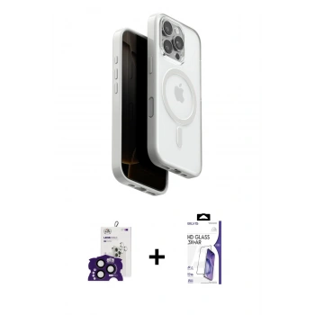 MARSİLYAN™- iPhone 16 Pro Max Kılıf Pusula Form Serisi - Siyah Bilvis 3X AR HD Cam Ekran Koruyucu + Bilvis Titan Kamera Lens - SH