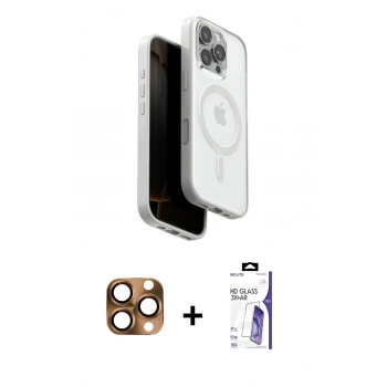 MARSİLYAN™- iPhone 16 Pro Max Kılıf Pusula Form Serisi - Siyah Bilvis 3X AR HD Cam Ekran Koruyucu + Pers Alüminyum Kamera Lens - CLTM