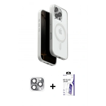 MARSİLYAN™- iPhone 16 Pro Max Kılıf Pusula Form Serisi - Siyah Bilvis 3X AR HD Cam Ekran Koruyucu + Pers Alüminyum Kamera Lens - GI