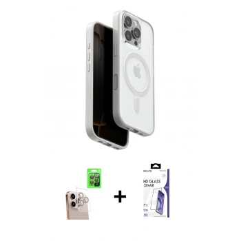 MARSİLYAN™- iPhone 16 Pro Max Kılıf Pusula Form Serisi - Siyah Bilvis 3X AR HD Cam Ekran Koruyucu + Raze Metal Kamera Lens - NLGY