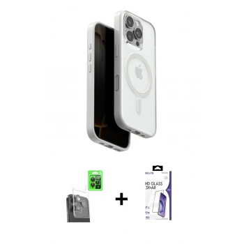 MARSİLYAN™- iPhone 16 Pro Max Kılıf Pusula Form Serisi - Siyah Bilvis 3X AR HD Cam Ekran Koruyucu + Raze Metal Kamera Lens - SH