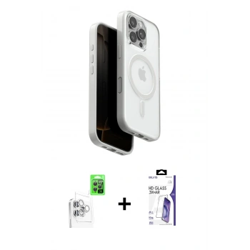 MARSİLYAN™- iPhone 16 Pro Max Kılıf Pusula Form Serisi - Siyah Bilvis 3X AR HD Cam Ekran Koruyucu + Raze Metal Kamera Lens - BZ