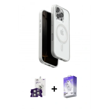 MARSİLYAN™- iPhone 16 Pro Max Kılıf Pusula Form Serisi - Siyah Bilvis 5in1 3D Magic Cam Ekran Koruyucu + Bilvis Titan Kamera Lens - GS