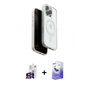 MARSİLYAN™- iPhone 16 Pro Max Kılıf Pusula Form Serisi - Siyah Bilvis 5in1 5D Magic Hayalet Cam Ekran Koruyucu + Bilvis Titan Kamera Lens - TMGI