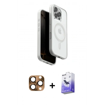 MARSİLYAN™- iPhone 16 Pro Max Kılıf Pusula Form Serisi - Siyah Bilvis 5in1 5D Magic Hayalet Cam Ekran Koruyucu + Pers Alüminyum Kamera Lens - CLTM