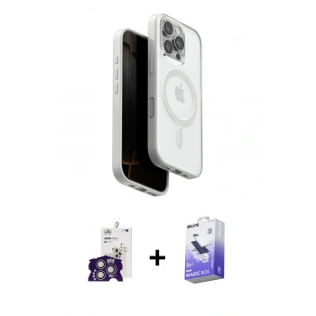 MARSİLYAN™- iPhone 16 Pro Max Kılıf Pusula Form Serisi - Siyah Bilvis 5in1 5D Magic Hayalet Cam Ekran Koruyucu + Bilvis Titan Kamera Lens - GS