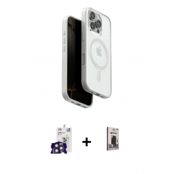 MARSİLYAN™- iPhone 16 Pro Max Kılıf Pusula Form Serisi - Siyah Bilvis Hayalet Cam Ekran Koruyucu + Bilvis Titan Kamera Lens - TMGI