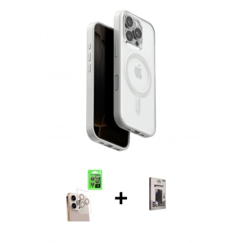 MARSİLYAN™- iPhone 16 Pro Max Kılıf Pusula Form Serisi - Siyah Bilvis Hayalet Cam Ekran Koruyucu + Raze Metal Kamera Lens - NLGY
