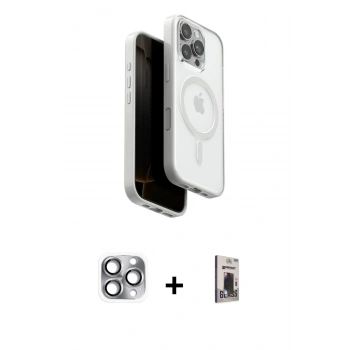 MARSİLYAN™- iPhone 16 Pro Max Kılıf Pusula Form Serisi - Siyah Bilvis Hayalet Cam Ekran Koruyucu + Pers Alüminyum Kamera Lens - GI
