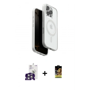 MARSİLYAN™- iPhone 16 Pro Max Kılıf Pusula Form Serisi - Siyah Buffer Cam Ekran Koruyucu + Bilvis Titan Kamera Lens - GS