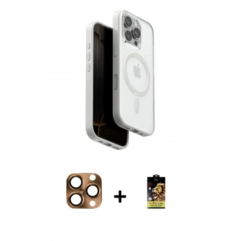 MARSİLYAN™- iPhone 16 Pro Max Kılıf Pusula Form Serisi - Siyah Buffer Cam Ekran Koruyucu + Pers Alüminyum Kamera Lens - CLTM