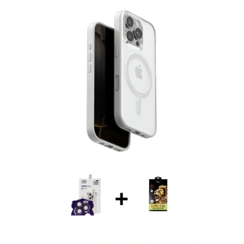 MARSİLYAN™- iPhone 16 Pro Max Kılıf Pusula Form Serisi - Siyah Buffer Cam Ekran Koruyucu + Bilvis Titan Kamera Lens - TMGI