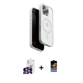 MARSİLYAN™- iPhone 16 Pro Max Kılıf Pusula Form Serisi - Siyah Buffer Hayalet Cam Ekran Koruyucu + Bilvis Titan Kamera Lens - GS