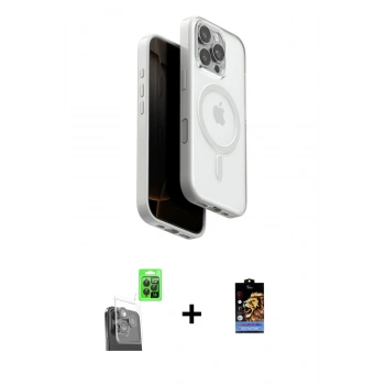 MARSİLYAN™- iPhone 16 Pro Max Kılıf Pusula Form Serisi - Siyah Buffer Hayalet Cam Ekran Koruyucu + Raze Metal Kamera Lens - SH