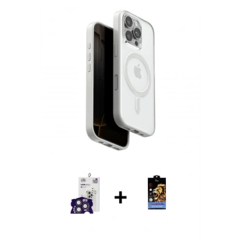 MARSİLYAN™- iPhone 16 Pro Max Kılıf Pusula Form Serisi - Siyah Buffer Hayalet Cam Ekran Koruyucu + Bilvis Titan Kamera Lens - TMGI