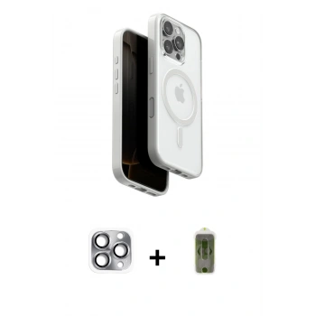 MARSİLYAN™- iPhone 16 Pro Max Kılıf Pusula Form Serisi - Siyah Joko Magic 5D Hayalet Cam + Pers Alüminyum Kamera Lens - GI