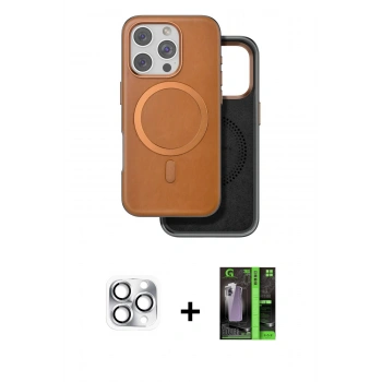 MARSİLYAN™- iPhone 16 Pro Max Kılıf Pusula Işık Koleksiyonu - Şeffaf 360 Full Body Arka Koruyucu + Pers Alüminyum Kamera Lens - GS