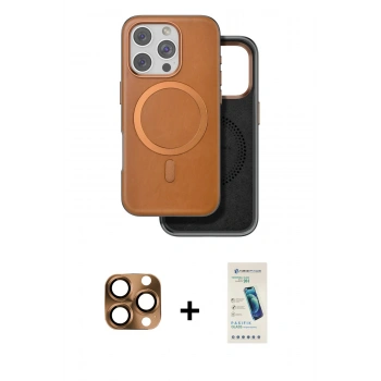 MARSİLYAN™- iPhone 16 Pro Max Kılıf Pusula Işık Koleksiyonu - Şeffaf Pasifik Cam Ekran Koruyucu + Pers Alüminyum Kamera Lens - CLTM