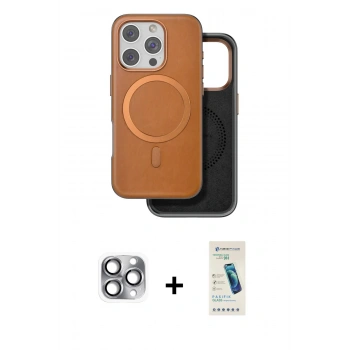 MARSİLYAN™- iPhone 16 Pro Max Kılıf Pusula Işık Koleksiyonu - Şeffaf Pasifik Cam Ekran Koruyucu + Pers Alüminyum Kamera Lens - GI