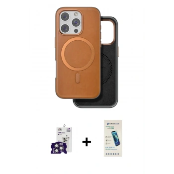 MARSİLYAN™- iPhone 16 Pro Max Kılıf Pusula Işık Koleksiyonu - Şeffaf Pasifik Cam Ekran Koruyucu + Bilvis Titan Kamera Lens - TMGI