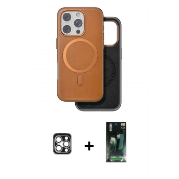 MARSİLYAN™- iPhone 16 Pro Max Kılıf Pusula Işık Koleksiyonu - Siyah 360 Mat Full Body Arka Koruyucu + PVD Metal Kamera Lens - GS