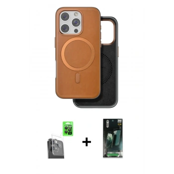 MARSİLYAN™- iPhone 16 Pro Max Kılıf Pusula Işık Koleksiyonu - Siyah 360 Mat Full Body Arka Koruyucu + Raze Metal Kamera Lens - SH