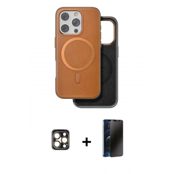 MARSİLYAN™- iPhone 16 Pro Max Kılıf Pusula Işık Koleksiyonu - Siyah 3D Antistatik Hayalet Cam Ekran Koruyucu + PVD Metal Kamera Lens - GD