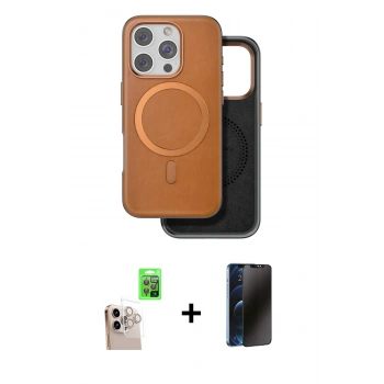 MARSİLYAN™- iPhone 16 Pro Max Kılıf Pusula Işık Koleksiyonu - Siyah 3D Antistatik Hayalet Cam Ekran Koruyucu + Raze Metal Kamera Lens - NLGY