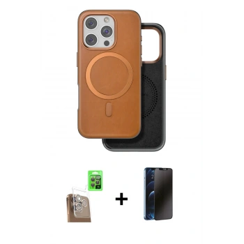 MARSİLYAN™- iPhone 16 Pro Max Kılıf Pusula Işık Koleksiyonu - Siyah 3D Antistatik Hayalet Cam Ekran Koruyucu + Raze Metal Kamera Lens - CLTM