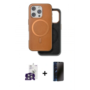 MARSİLYAN™- iPhone 16 Pro Max Kılıf Pusula Işık Koleksiyonu - Siyah 3D Antistatik Hayalet Cam Ekran Koruyucu + Bilvis Titan Kamera Lens - GS