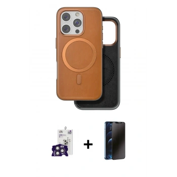 MARSİLYAN™- iPhone 16 Pro Max Kılıf Pusula Işık Koleksiyonu - Siyah 3D Antistatik Hayalet Cam Ekran Koruyucu + Bilvis Titan Kamera Lens - TMGI