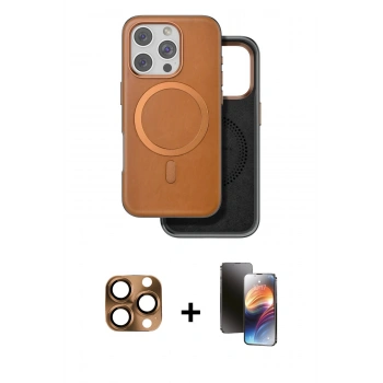 MARSİLYAN™- iPhone 16 Pro Max Kılıf Pusula Işık Koleksiyonu - Siyah 3D Antistatik Mat Seramik Nano Ekran Koruyucu + Pers Alüminyum Kamera Lens - CLTM