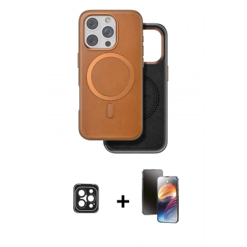 MARSİLYAN™- iPhone 16 Pro Max Kılıf Pusula Işık Koleksiyonu - Siyah 3D Antistatik Mat Seramik Nano Ekran Koruyucu + PVD Metal Kamera Lens - SH