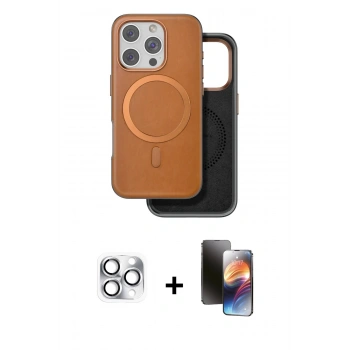 MARSİLYAN™- iPhone 16 Pro Max Kılıf Pusula Işık Koleksiyonu - Siyah 3D Antistatik Mat Seramik Nano Ekran Koruyucu + Pers Alüminyum Kamera Lens - GS