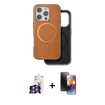 MARSİLYAN™- iPhone 16 Pro Max Kılıf Pusula Işık Koleksiyonu - Siyah 3D Antistatik Mat Seramik Nano Ekran Koruyucu + Bilvis Titan Kamera Lens - GS
