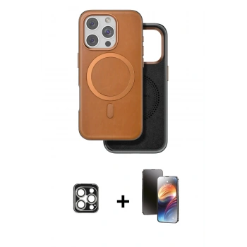 MARSİLYAN™- iPhone 16 Pro Max Kılıf Pusula Işık Koleksiyonu - Siyah 3D Antistatik Mat Seramik Nano Ekran Koruyucu + PVD Metal Kamera Lens - GS