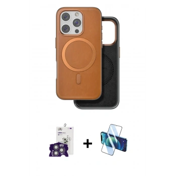 MARSİLYAN™- iPhone 16 Pro Max Kılıf Pusula Işık Koleksiyonu - Siyah 3D Antistatik Seramik Nano Ekran Koruyucu + Bilvis Titan Kamera Lens - GS
