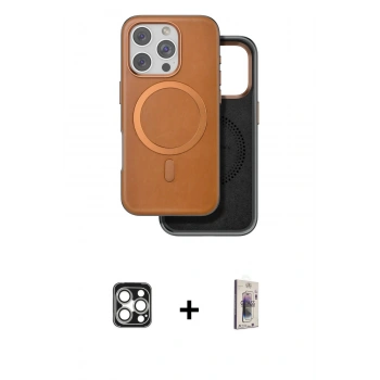MARSİLYAN™- iPhone 16 Pro Max Kılıf Pusula Işık Koleksiyonu - Siyah Bilvis 3D Cam Ekran Koruyucu + PVD Metal Kamera Lens - GS