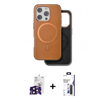 MARSİLYAN™- iPhone 16 Pro Max Kılıf Pusula Işık Koleksiyonu - Siyah Bilvis 3X AR Hayalet Cam Ekran Koruyucu + Bilvis Titan Kamera Lens - SH