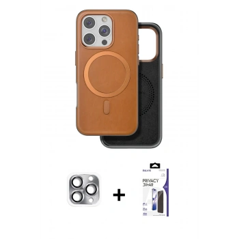 MARSİLYAN™- iPhone 16 Pro Max Kılıf Pusula Işık Koleksiyonu - Siyah Bilvis 3X AR Hayalet Cam Ekran Koruyucu + Pers Alüminyum Kamera Lens - GI