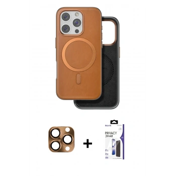 MARSİLYAN™- iPhone 16 Pro Max Kılıf Pusula Işık Koleksiyonu - Siyah Bilvis 3X AR Hayalet Cam Ekran Koruyucu + Pers Alüminyum Kamera Lens - CLTM