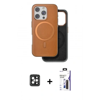 MARSİLYAN™- iPhone 16 Pro Max Kılıf Pusula Işık Koleksiyonu - Siyah Bilvis 3X AR Hayalet Cam Ekran Koruyucu + PVD Metal Kamera Lens - SH