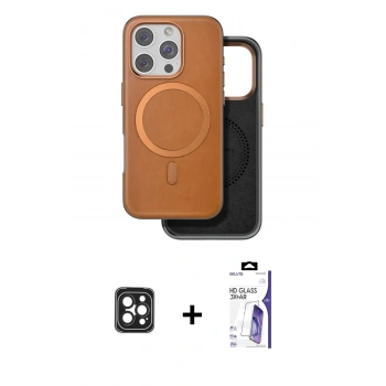 MARSİLYAN™- iPhone 16 Pro Max Kılıf Pusula Işık Koleksiyonu - Siyah Bilvis 3X AR HD Cam Ekran Koruyucu + PVD Metal Kamera Lens - SH