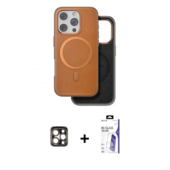 MARSİLYAN™- iPhone 16 Pro Max Kılıf Pusula Işık Koleksiyonu - Siyah Bilvis 3X AR HD Cam Ekran Koruyucu + PVD Metal Kamera Lens - GD