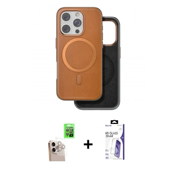 MARSİLYAN™- iPhone 16 Pro Max Kılıf Pusula Işık Koleksiyonu - Siyah Bilvis 3X AR HD Cam Ekran Koruyucu + Raze Metal Kamera Lens - NLGY