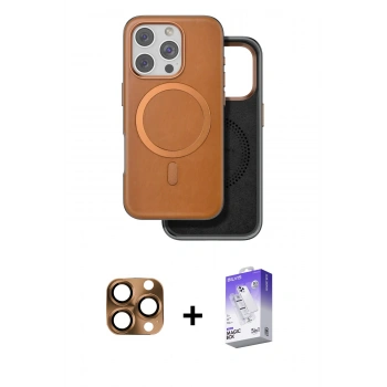 MARSİLYAN™- iPhone 16 Pro Max Kılıf Pusula Işık Koleksiyonu - Siyah Bilvis 5in1 3D Magic Cam Ekran Koruyucu + Pers Alüminyum Kamera Lens - CLTM