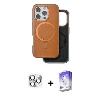 MARSİLYAN™- iPhone 16 Pro Max Kılıf Pusula Işık Koleksiyonu - Siyah Bilvis 5in1 3D Magic Cam Ekran Koruyucu + Pers Alüminyum Kamera Lens - GS