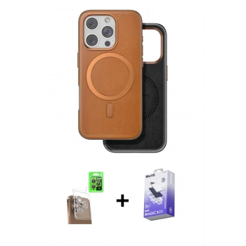 MARSİLYAN™- iPhone 16 Pro Max Kılıf Pusula Işık Koleksiyonu - Siyah Bilvis 5in1 5D Magic Hayalet Cam Ekran Koruyucu + Raze Metal Kamera Lens - CLTM
