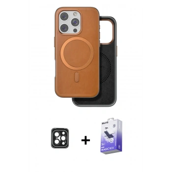 MARSİLYAN™- iPhone 16 Pro Max Kılıf Pusula Işık Koleksiyonu - Siyah Bilvis 5in1 5D Magic Hayalet Cam Ekran Koruyucu + PVD Metal Kamera Lens - SH